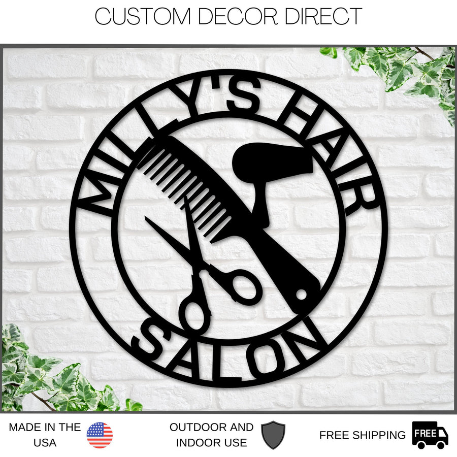 Hair Salon Sign, Metal hair Stylist Sign, Personalized Salon, Custom Booth Sign