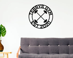 Personalized Gym Sign, Gym Name Sign, Home Gym Sign, Cross Fit Sign, Custom Weight Name Sign, Metal Wall Art, Barbell Sign, Outdoor Gym Sign