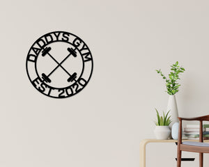 Personalized Gym Sign, Gym Name Sign, Home Gym Sign, Cross Fit Sign, Custom Weight Name Sign, Metal Wall Art, Barbell Sign, Outdoor Gym Sign