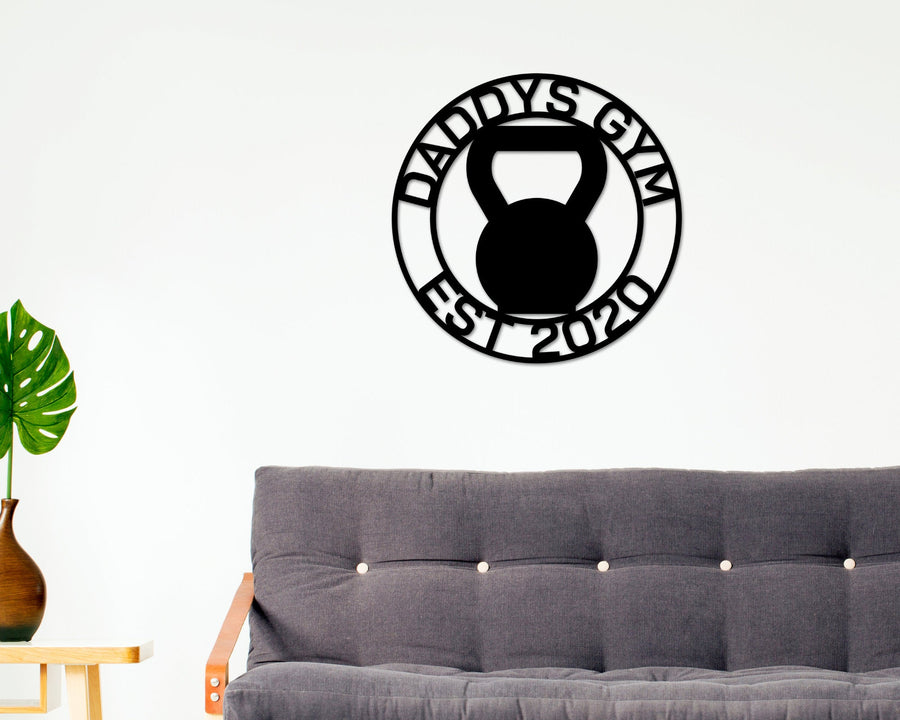 Personalized Gym Sign, Kettlebell Sign, Gym Kettlebell Sign, Home Gym Sign, Cross Fit Sign, Metal Wall Art, Barbell Sign, Outdoor Gym Sign