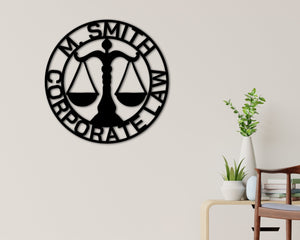 Custom Law Firm Metal Sign, Personalized Lawyer Sign, Lawyer Gift, Attorney Metal Sign, Law Student Gift, Judge Gift, Lawyer Office Decor