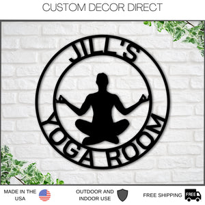 Custom Yoga Metal Sign, Personalized Yoga Sign, Yoga Studio Decor, Gift for Yogi, Yoga Room Name Sign, Mothers Day Gift, Gift for Her