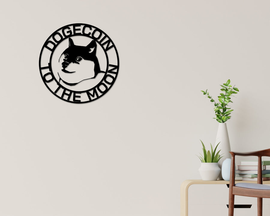 Dogecoin to the moon, Dogecoin Sign, Metal Dogecoin Sign, Personalized Dogecoin, Custom Cryptocurrency Sign, Dogecoin Gift, Dogecoin Art