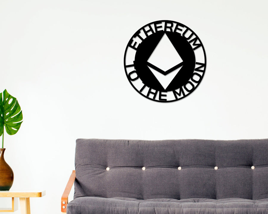 Ethereum To the Moon, Ethereum Sign, Metal Ethereum Sign, Personalized Ethereum , Custom Cryptocurrency Sign, Ethereum Gift, Ethereum Art