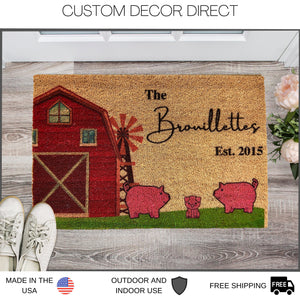 Mothers Day Gift, Mothers day Doormat, Welcome Doormat, Personalized Doormat, Family Name Doormat, Last name Doormat, Farm Doormat, Pig Barn