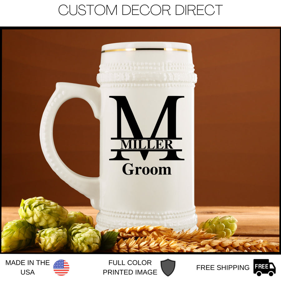 Personalized Beer Stein, Groomsman Beer Stein, Custom Beer Stein, Monogram Beer Glass, Groomsman Gifts, Groom Gift, Beer Mug, Groomsman Mug