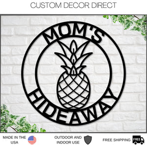 Pineapple Sign, Pineapple Decor, Summer Decor, Metal sign, Wreath sign, Wall decor, She Shed Sign, Personalized She Shed Sign, Gift for Mom