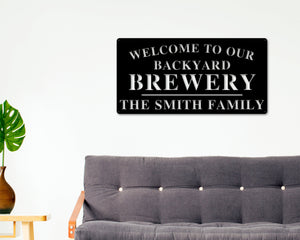 Welcome to Our Backyard Brewery Sign, Personalized Brewery Sign, Home Brewery Sign, Backyard Decor, Welcome Sign, Personalized Sign, Metal