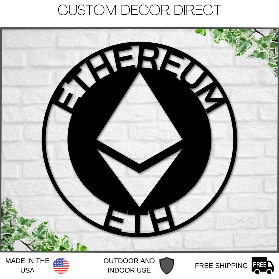 Ethereum Sign, Metal Ethereum Sign, Personalized Ethereum , Custom Cryptocurrency Sign, Ethereum Gift, Ethereum Wall Art, Ethereum Crypto