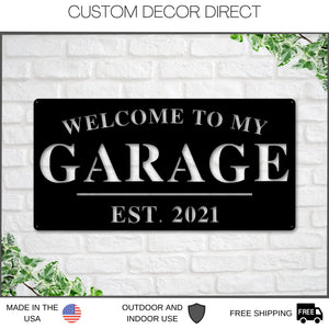 Garage Sign, Garage Decor, Personalized Garage Sign, Gift For Dad, Fathers day Sign, Welcome to my Garage, Man cave Metal sign, Dad Gift
