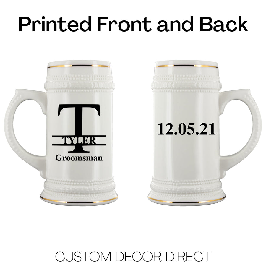 Personalized Beer Stein, Groomsman Beer Stein, Custom Beer Stein, Monogram Beer Glass, Groomsman Gifts, Groom Gift, Beer Mug, Groomsman Mug