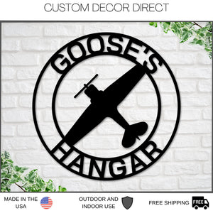 Airplane Hangar Sign, Personalized Pilot Name Sign, Custom Aviation Lover, Man Cave Sign, Airplane