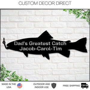 Fathers Day Fish Sign, Fishing Sign, Fathers Day Gift, Gift for Husband, personalized sign, personalized fishing sign, Dads Greatest Catch