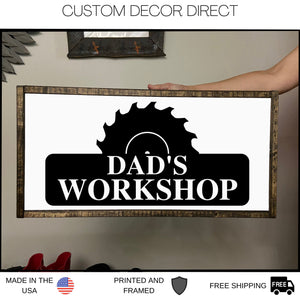 Papa's Workshop Sign In A Saw Blade, Crescent Wrench & Hammer Art, Gifts For Papa, Woodworker Sign, Custom Workshop Sign, Gift for Papa