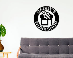 Personalized Fathers day Gift, Papa's Workshop Sign In A Saw Blade, Crescent Wrench & Hammer Art, Gifts For Papa, Woodworker Sign, Papa Gift